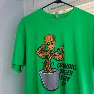 Men's Flex Comics Groot Growing Bigger Every Day Green T Shirt Size L